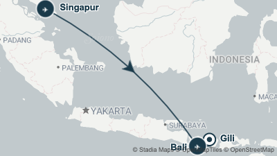 Mapa: Viaje a Bali y las Islas Gili para Novios en 12 días
