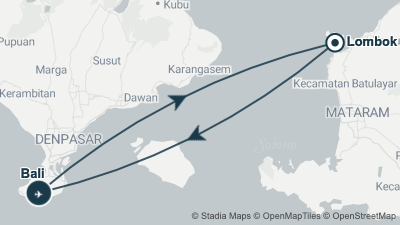 Mapa: Viaje a Bali y la isla de Lombok en 11 días