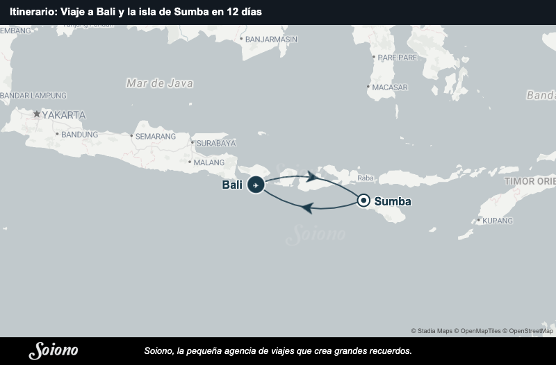 Mapa del itinerario del viaje: Viaje a Bali y la isla de Sumba en 12 días