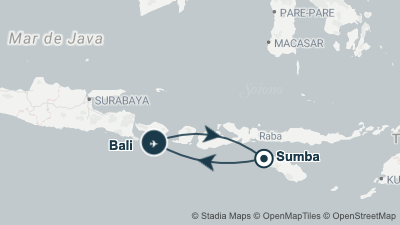 Mapa: Viaje a Bali y la isla de Sumba en 12 días
