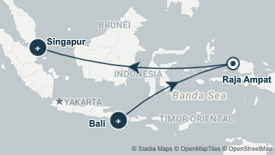 Mapa: Viaje a Bali y Raja Ampat: Buceo en Indonesia en 14 días