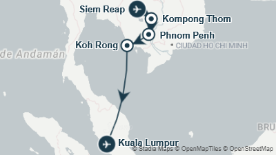 Mapa: Viaje a Camboya, Angkor y la isla de Koh Rong
