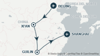 Mapa: China 11 días: Guilin, crucero por el río Li y los grandes iconos