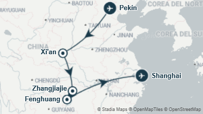 Mapa: Viaje a China de 14 días: Fenghuang, Furong y los pueblos históricos del sur