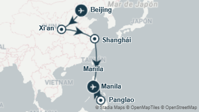 Mapa: Viaje a China y Filipinas de 16 días: iconos imperiales y aguas cristalinas de la isla de Bohol