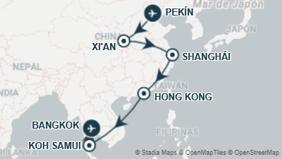 Mapa: Viaje a China, Hong Kong y Tailandia en la isla de Koh Samui