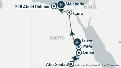 Mapa: Viaje a Egipto con Alejandría y playa en el Mediterráneo