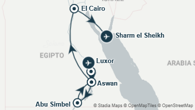 Mapa: Viaje a Egipto y Sharm el Sheikh en 13 días