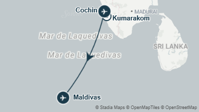 Mapa: Viaje a India en familia: Cochin y Maldivas en 11 días