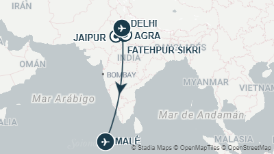 Mapa: Viaje al Triángulo Dorado y Maldivas en 13 días