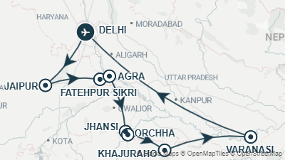 Mapa: Viaje a India y Varanasi en 13 días