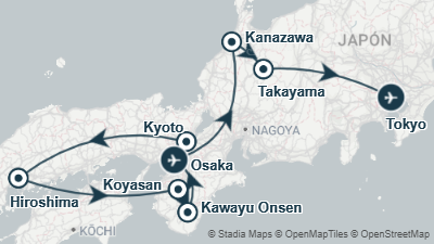 Mapa: Viaje a Japón: Camino de Kumano y Espiritualidad | 15 Días en Grupo