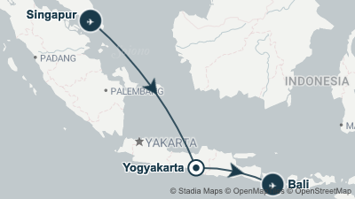 Mapa: Viaje a Java y Bali: Templos de Borobudur en 13 días