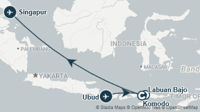 Mapa: Viaje a Komodo y Bali Labuan Bajo: Dragones y Snorkel en 14 días