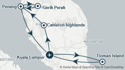 Mapa: Malasia y la isla de Tioman en 15 días