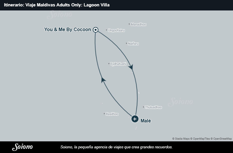 Mapa del itinerario del viaje: Viaje Maldivas Adults Only: Lagoon Villa
