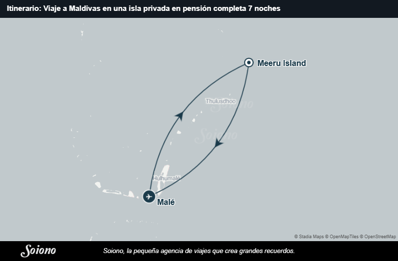 Mapa del itinerario del viaje: Viaje a Maldivas en una isla privada en pensión completa 7 noches