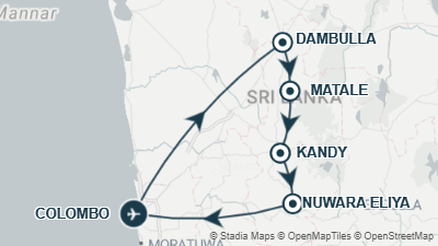 Mapa: Viaje a Sri Lanka y Maldivas en privado 13 días