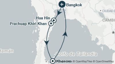 Mapa: Viaje a Tailandia en familia por sus parques nacionales