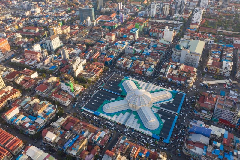Camboya: vista aérea del Mercado Central de Phnom Penh
