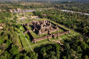 Camboya: vista aérea del templo de Angkor Wat en Siem Reap