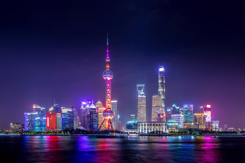 China: skyline de Shanghai de noche