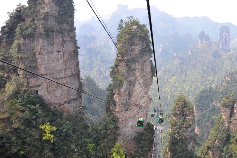 China: teleférico del parque natural de Zhangjiajie