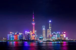 China: skyline de Shanghai de noche