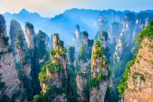 China: Yuanjiajie en el parque de Zhangjiajie