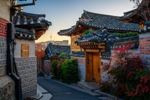 Corea del Sur: calles tranquilas de Bukchon Hanok Village en Seúl