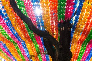 Corea del Sur: hileras de farolillos en el templo Jogyesa de Seúl