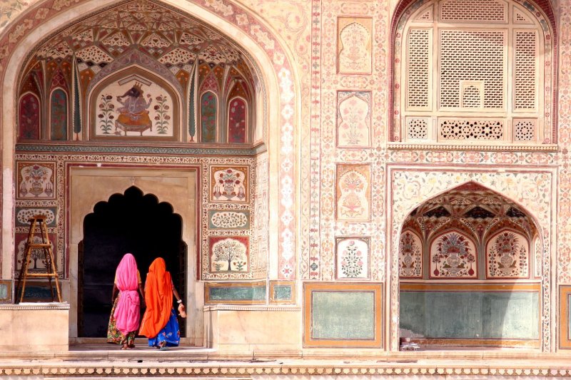 India: escena cotidiana en el fuerte Amber de Jaipur