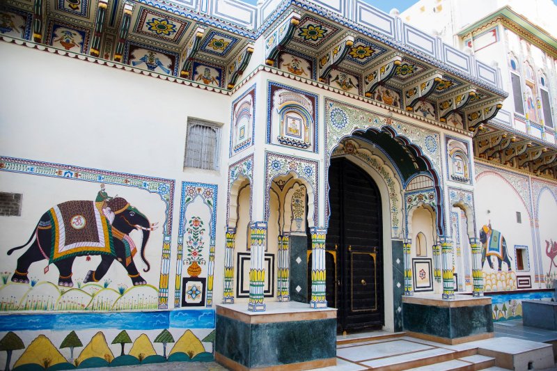 India: haveli recién restaurado en Nawalgarh, Shekhawati, Rajastán