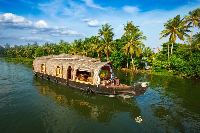 India: Houseboat en los backwaters de Kerala