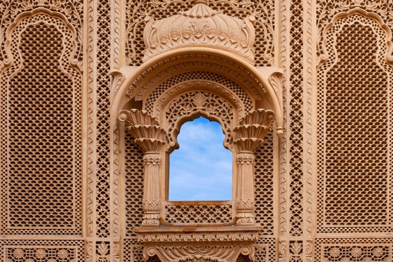 India: exterior de Patwon Ki Haveli en Jaisalmer, Rajastán