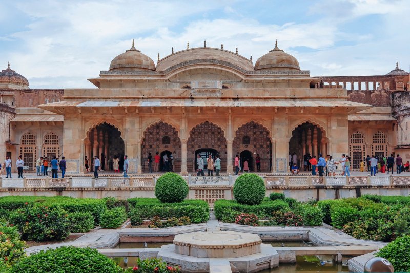 India: el Sheesh Mahal del fuerte de Amber en Jaipur, Rajastán
