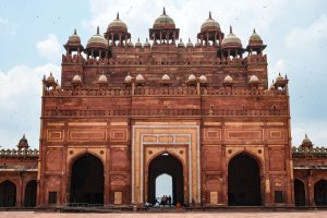 India: la Puerta de la Victoria de la Jama Masjid en Fatehpur Sikri, Uttar Pradesh