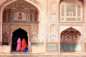 India: escena cotidiana en el fuerte Amber de Jaipur