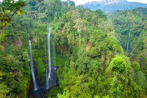 Indonesia: vista panorámica de la cascada Sekumpul en Bali