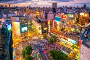 Japón: vista aérea del cruce de Shibuya en Tokio
