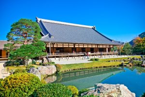 Japón: el pabellón principal del templo Tenryu-ji en Arashiyama, Kioto
