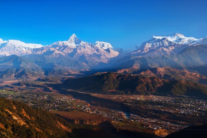 Nepal: panorámica del Himalaya desde Sarangkot, Pokhara