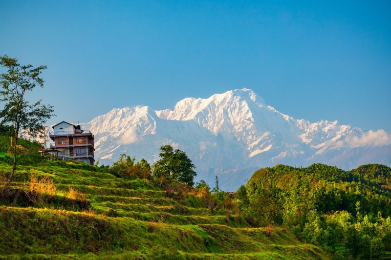 Nepal: panorámica aérea de la cordillera del Annapurna desde Pokhara