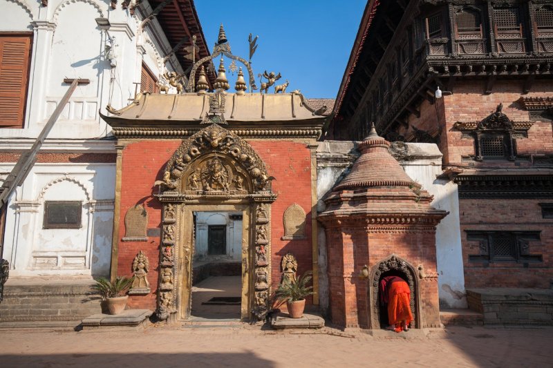 Nepal: la Puerta Dorada de Bhaktapur, acceso al Palacio de las 55 Ventanas
