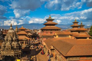 Nepal: paisaje de la plaza Patan Durbar en Katmandú