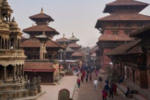 Nepal: la histórica plaza Durbar con templos tradicionales newari en Katmandú