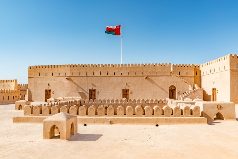 Omán: arquitectura tradicional del fuerte de Al Hazm en Rustaq