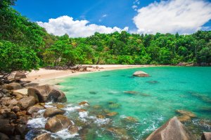 Tailandia: playa de arena dorada en Khao Lak junto al mar de Andamán