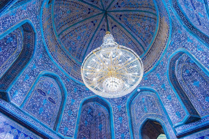 Uzbekistán: cúpula azul de una madraza en Itchan Kala, Jiva