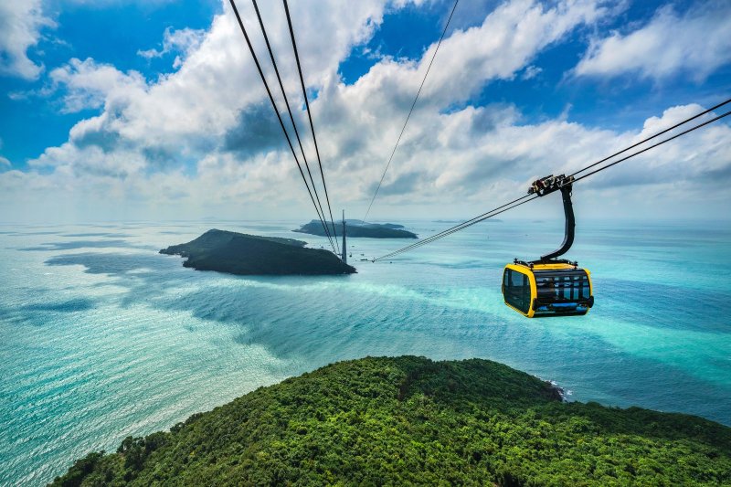 Vietnam: vista aérea del teleférico de Hon Thom en Phu Quoc